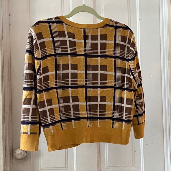 Collectif London Mustard Plaid Sweater, Size 2XL, Cute Pinup Rockabilly Look! - Picture 6 of 6